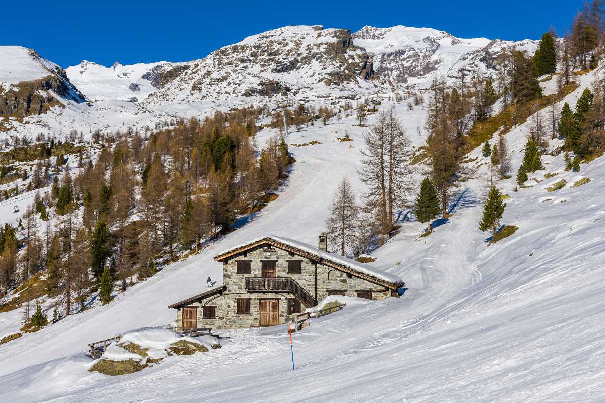 Panorama di Champoluc con le montagne circostanti e il villaggio